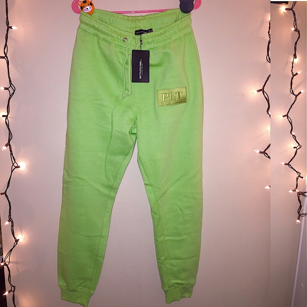 Pretty Little Thing- NWT: Lime Logo Joggers